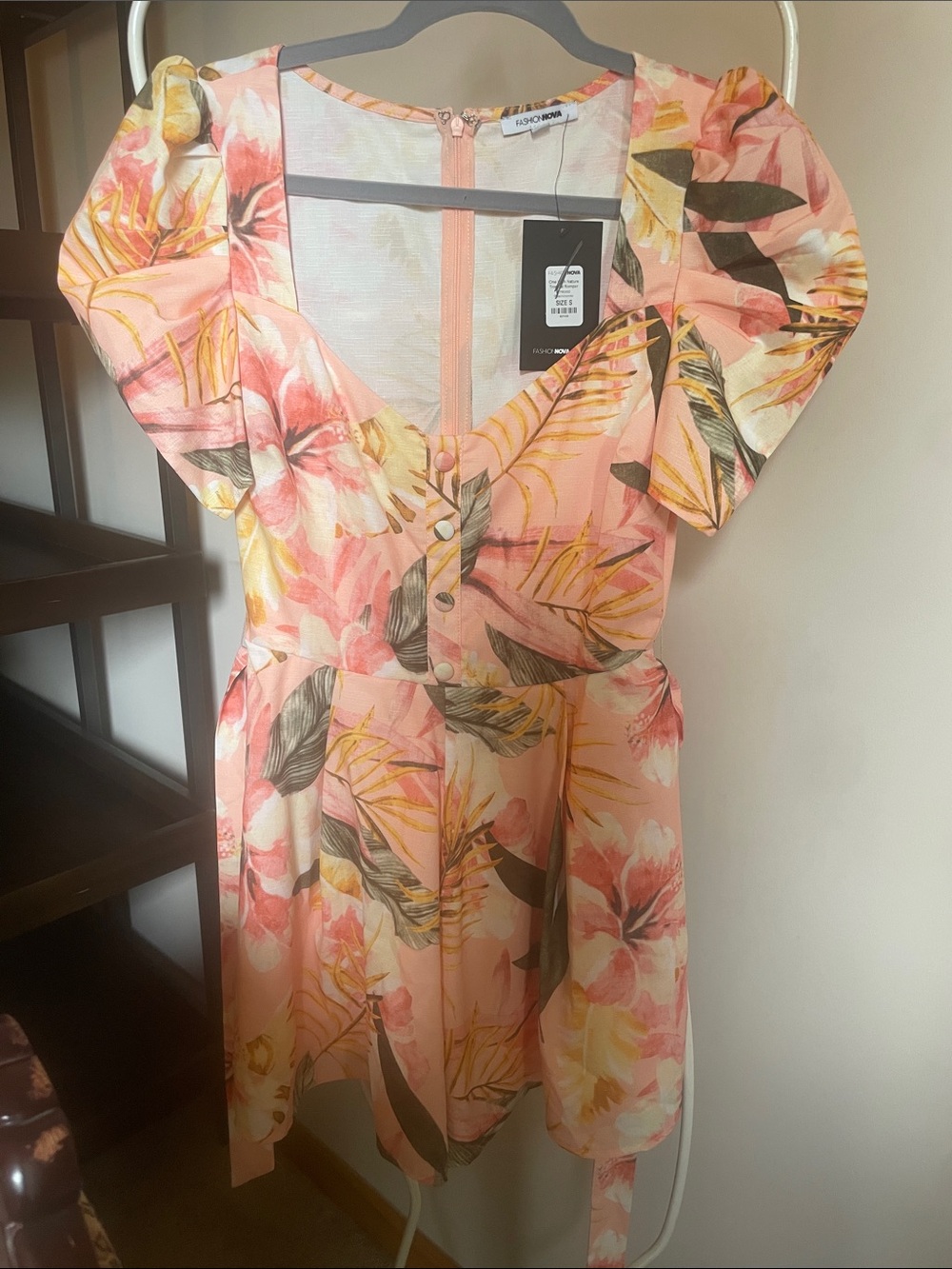 Floral Puff-Sleeve romper  shorts Dress